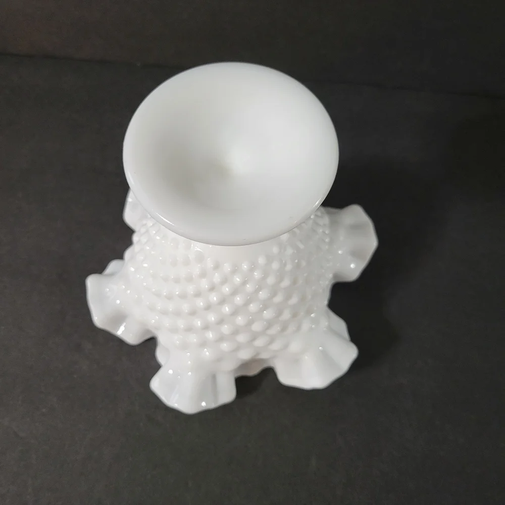 Vintage Fenton Hobnail Milk Glass Compote